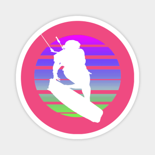 Kitesurfing Female Rider Silhouette Retro Sunset Magnet